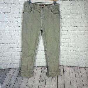 Johnny Was  Catalina Boyfriend Women’s Oil Green Jeans Embellished Cuffs size 28